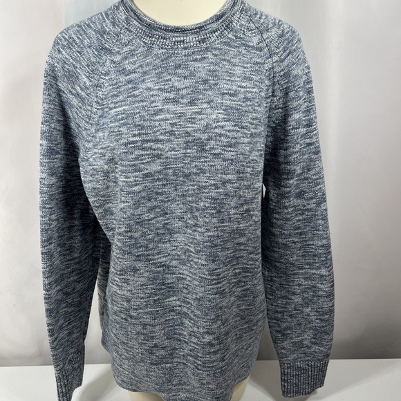 LuLuLemon Boxy Cotton Sweater Blue & White Heavy Comfy Size Large - Picture 1 of 15